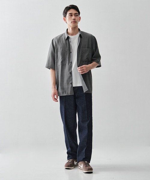 ATON(エイトン)の「【ATON / エイトン】別注TWIST WOOL GAUZE SHORT SLEEVE SHIRT(シャツ/ブラウス・メンズ・ネイビー/ブラック/グレー・2/4/6)」の13枚目の写真