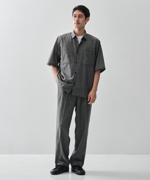 ATON(エイトン)の「【ATON / エイトン】別注TWIST WOOL GAUZE SHORT SLEEVE SHIRT(シャツ/ブラウス・メンズ・ネイビー/ブラック/グレー・2/4/6)」の18枚目の写真