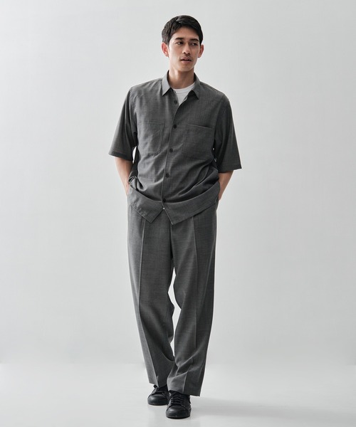 ATON(エイトン)の「【ATON / エイトン】別注TWIST WOOL GAUZE SHORT SLEEVE SHIRT(シャツ/ブラウス・メンズ・ネイビー/ブラック/グレー・2/4/6)」の19枚目の写真