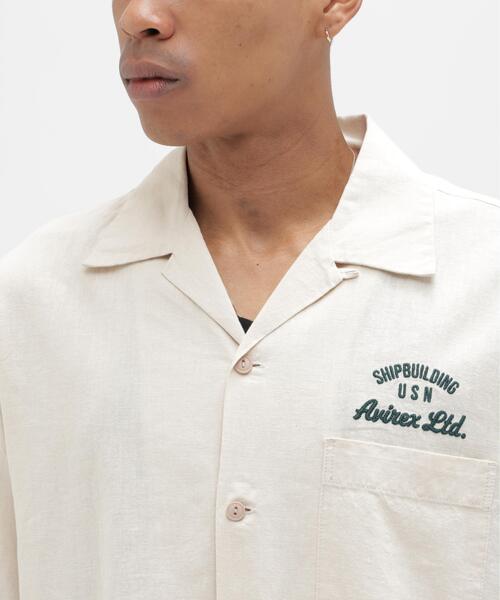AVIREX(アヴィレックス)の「LINEN-COTTON S/S SHIRT "Brooklyn" / リネン コットン 半袖シャツ ブルックリン / AVIREX /アヴィレックス(シャツ/ブラウス・メンズ・アイボリー/ブラック/マスタード/ネイビー・XL/L/2XL/M)」の5枚目の写真
