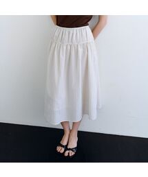Stripe shirring button skirt