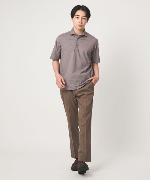 green label relaxing（グリーンレーベルリラクシング）の「DUADRY clean バーズアイ カッタウェイ ビズポロ ポロシャツ -吸水速乾・抗菌-（ポロシャツ・メンズ・ライトグレー/ブラック/ブラウン系/ネイビー・S/L/XL/M/XXL）」の5枚目の写真