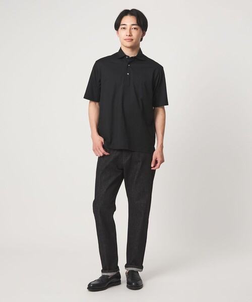 green label relaxing（グリーンレーベルリラクシング）の「DUADRY clean バーズアイ カッタウェイ ビズポロ ポロシャツ -吸水速乾・抗菌-（ポロシャツ・メンズ・ライトグレー/ブラック/ブラウン系/ネイビー・S/L/XL/M/XXL）」の8枚目の写真