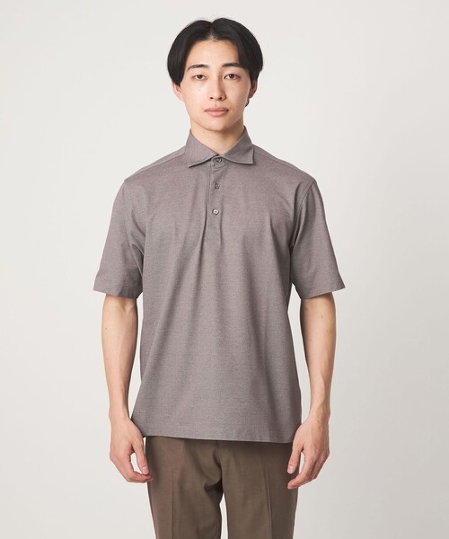 green label relaxing（グリーンレーベルリラクシング）の「DUADRY clean バーズアイ カッタウェイ ビズポロ ポロシャツ -吸水速乾・抗菌-（ポロシャツ・メンズ・ライトグレー/ブラック/ブラウン系/ネイビー・S/L/XL/M/XXL）」の13枚目の写真