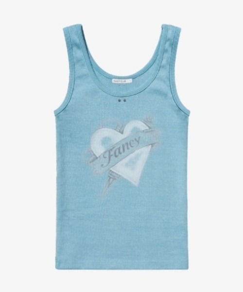 FANCY CLUB（ファンシークラブ）の「A'GEM/9 × .kom 『FANCY CLUB/ファンシークラブ』WASHED HEART SLEEVELESS/ウォッシュドハートスリーブレス（タンクトップ・レディース・グレー/ブルー・FREE）」の20枚目の写真
