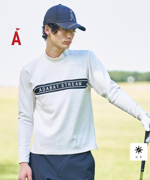 ADABAT STREAM（アダバットストリーム）の「【UVカット】フロントロゴモックネックT（Tシャツ/カットソー・メンズ・ホワイト系/ブラック・46/48/50/52）」の2枚目の写真