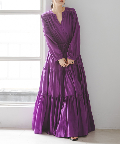 velnica ヴェルニカ ティアードマキシワンピース　新品 洗える】Velnica/ヴェルニカ カシュクールロングドレス（ワンピース