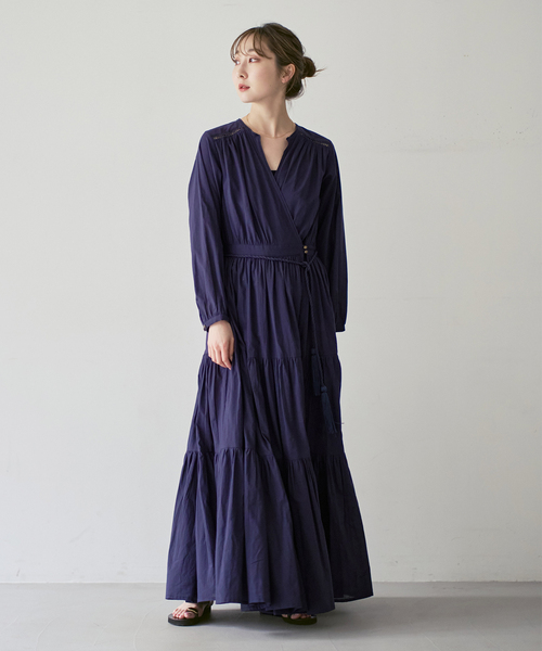 Velnica（ヴェルニカ）の「【洗える】Velnica/ヴェルニカ カシュクールロングドレス（ワンピース・レディース・パープル/ネイビー・FREE）」の14枚目の写真