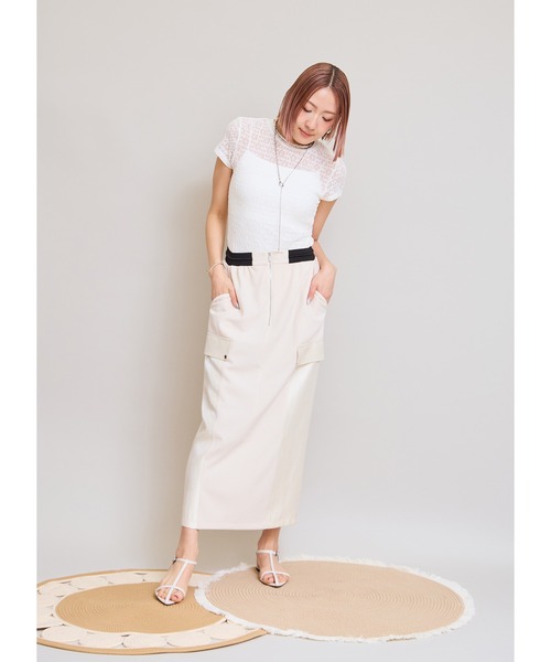LHELBIE(レルビエ)の「レースTシャツ(Tシャツ/カットソー・レディース・ブラウン/アイボリー/ブラック・M)」の4枚目の写真