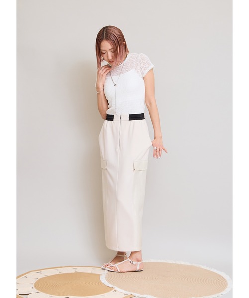 LHELBIE(レルビエ)の「レースTシャツ(Tシャツ/カットソー・レディース・ブラウン/アイボリー/ブラック・M)」の6枚目の写真