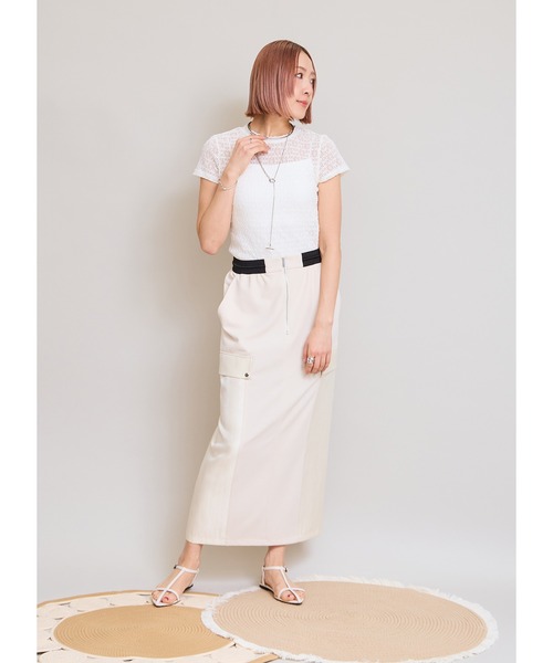 LHELBIE(レルビエ)の「レースTシャツ(Tシャツ/カットソー・レディース・ブラウン/アイボリー/ブラック・M)」の7枚目の写真