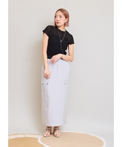 LHELBIE(レルビエ)の「レースTシャツ(Tシャツ/カットソー・レディース・ブラウン/アイボリー/ブラック・M)」の8枚目の写真