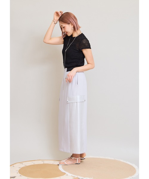 LHELBIE(レルビエ)の「レースTシャツ(Tシャツ/カットソー・レディース・ブラウン/アイボリー/ブラック・M)」の10枚目の写真