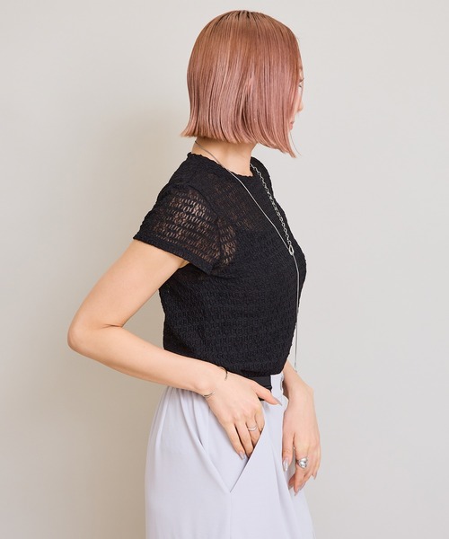LHELBIE(レルビエ)の「レースTシャツ(Tシャツ/カットソー・レディース・ブラウン/アイボリー/ブラック・M)」の20枚目の写真
