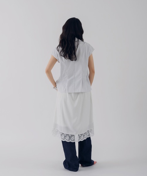 MUHET(ミュエータ)の「asymmetry button french sleeve shirt / アシンメトリーボタンフレンチスリーブシャツ(シャツ/ブラウス・レディース・ブラック/ネイビー/オフホワイト/ピンク・FREE)」の14枚目の写真
