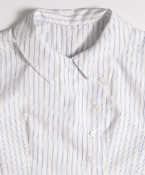 MUHET(ミュエータ)の「asymmetry button french sleeve shirt / アシンメトリーボタンフレンチスリーブシャツ(シャツ/ブラウス・レディース・ブラック/ネイビー/オフホワイト/ピンク・FREE)」の5枚目の写真