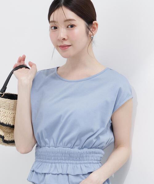 PROPORTION BODY DRESSING(プロポーションボディドレッシング)の「ウエストギャザーカットトップス / 1216260602(Tシャツ/カットソー・レディース・ホワイト系その他/ブルー/ブラック・FREE)」の3枚目の写真