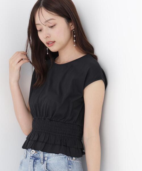 PROPORTION BODY DRESSING(プロポーションボディドレッシング)の「ウエストギャザーカットトップス / 1216260602(Tシャツ/カットソー・レディース・ホワイト系その他/ブルー/ブラック・FREE)」の1枚目の写真