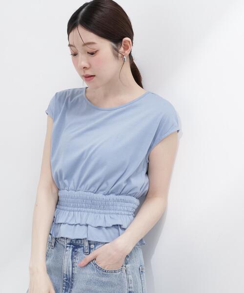 PROPORTION BODY DRESSING(プロポーションボディドレッシング)の「ウエストギャザーカットトップス / 1216260602(Tシャツ/カットソー・レディース・ホワイト系その他/ブルー/ブラック・FREE)」の9枚目の写真