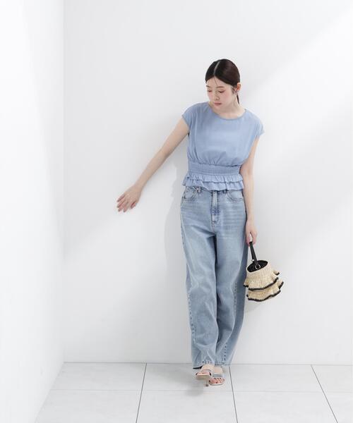 PROPORTION BODY DRESSING(プロポーションボディドレッシング)の「ウエストギャザーカットトップス / 1216260602(Tシャツ/カットソー・レディース・ホワイト系その他/ブルー/ブラック・FREE)」の5枚目の写真