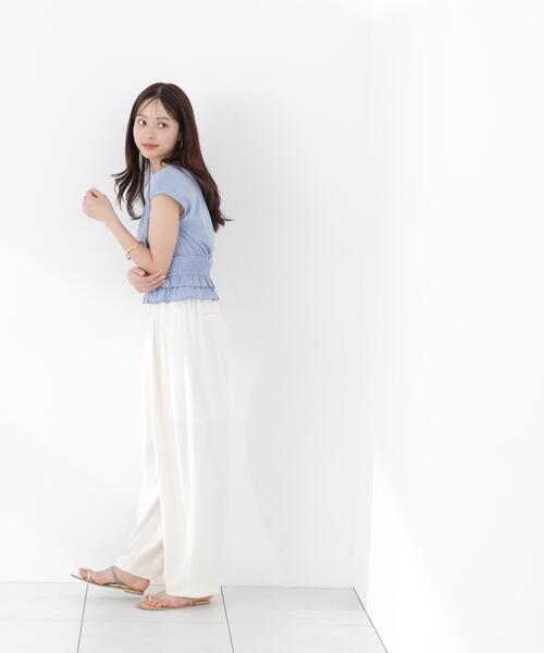 PROPORTION BODY DRESSING(プロポーションボディドレッシング)の「ウエストギャザーカットトップス / 1216260602(Tシャツ/カットソー・レディース・ホワイト系その他/ブルー/ブラック・FREE)」の7枚目の写真