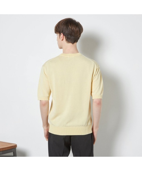 SUIT SELECT(スーツセレクト)の「【RBC】【半袖】和紙コットンブレンドクルーネックニットシャツ(Tシャツ/カットソー・メンズ・パープル/イエロー/グリーン・MEDIUM/LARGE/X-LARGE)」の6枚目の写真
