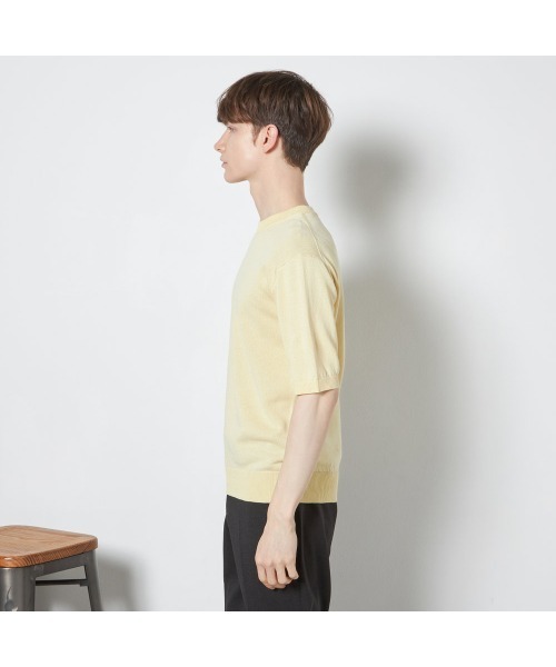 SUIT SELECT(スーツセレクト)の「【RBC】【半袖】和紙コットンブレンドクルーネックニットシャツ(Tシャツ/カットソー・メンズ・パープル/イエロー/グリーン・MEDIUM/LARGE/X-LARGE)」の8枚目の写真