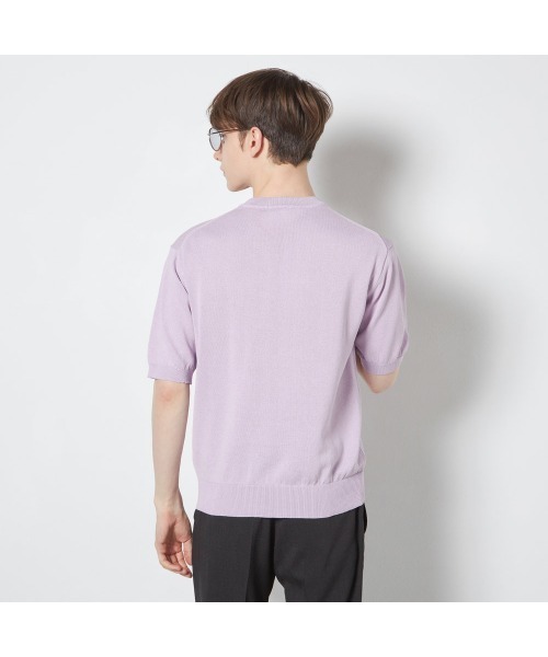 SUIT SELECT(スーツセレクト)の「【RBC】【半袖】和紙コットンブレンドクルーネックニットシャツ(Tシャツ/カットソー・メンズ・パープル/イエロー/グリーン・MEDIUM/LARGE/X-LARGE)」の5枚目の写真
