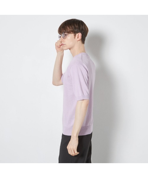 SUIT SELECT(スーツセレクト)の「【RBC】【半袖】和紙コットンブレンドクルーネックニットシャツ(Tシャツ/カットソー・メンズ・パープル/イエロー/グリーン・MEDIUM/LARGE/X-LARGE)」の7枚目の写真