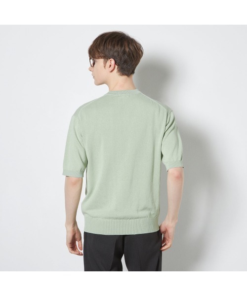SUIT SELECT(スーツセレクト)の「【RBC】【半袖】和紙コットンブレンドクルーネックニットシャツ(Tシャツ/カットソー・メンズ・パープル/イエロー/グリーン・MEDIUM/LARGE/X-LARGE)」の4枚目の写真