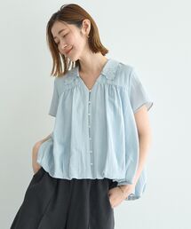YECCA VECCA | 刺繍カラーバルーンヘムブラウス(シャツ/ブラウス)