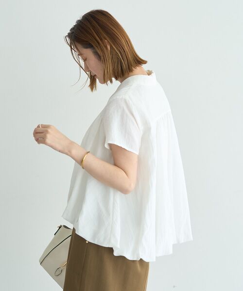 YECCA VECCA(イェッカヴェッカ)の「刺繍カラーバルーンヘムブラウス(シャツ/ブラウス・レディース・ブラウン/オフホワイト/サックスブルー・FREE)」の6枚目の写真
