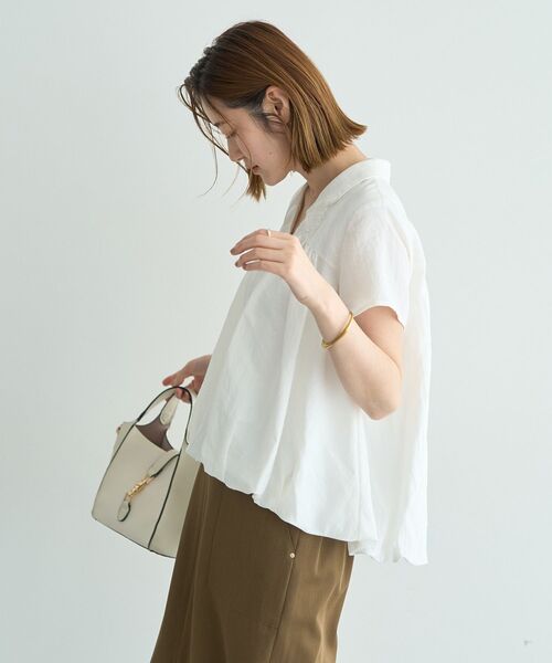YECCA VECCA(イェッカヴェッカ)の「刺繍カラーバルーンヘムブラウス(シャツ/ブラウス・レディース・ブラウン/オフホワイト/サックスブルー・FREE)」の7枚目の写真
