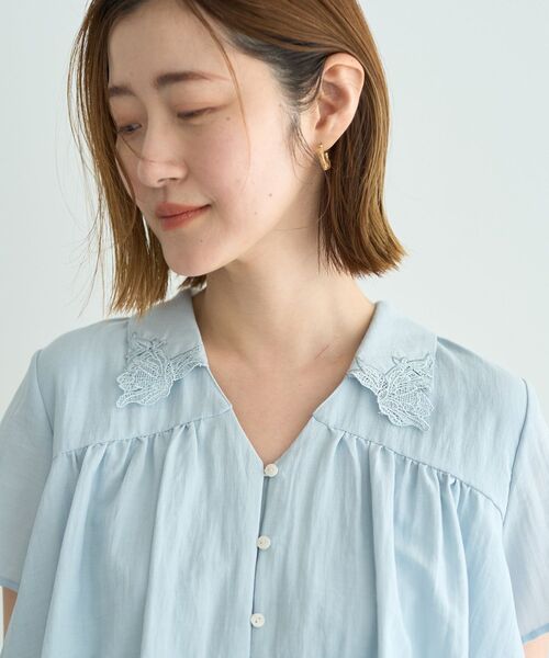 YECCA VECCA(イェッカヴェッカ)の「刺繍カラーバルーンヘムブラウス(シャツ/ブラウス・レディース・ブラウン/オフホワイト/サックスブルー・FREE)」の17枚目の写真