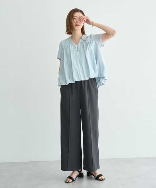 YECCA VECCA(イェッカヴェッカ)の「刺繍カラーバルーンヘムブラウス(シャツ/ブラウス・レディース・ブラウン/オフホワイト/サックスブルー・FREE)」の22枚目の写真