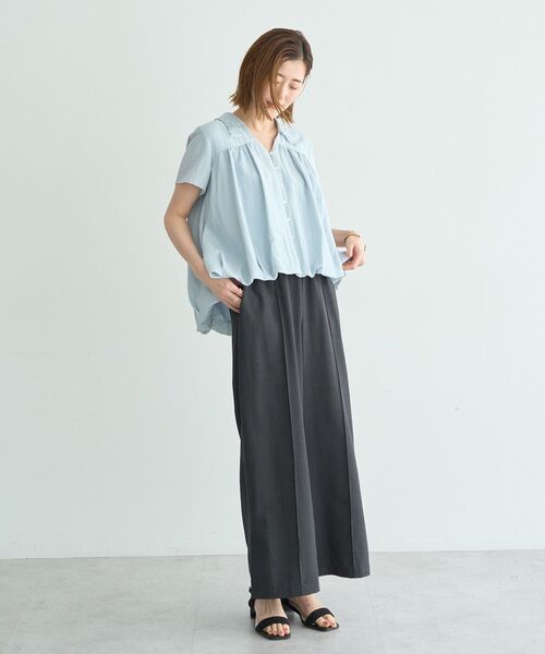 YECCA VECCA（イェッカヴェッカ）の「刺繍カラーバルーンヘムブラウス（シャツ/ブラウス・レディース・ブラウン/オフホワイト/サックスブルー・FREE）」の21枚目の写真