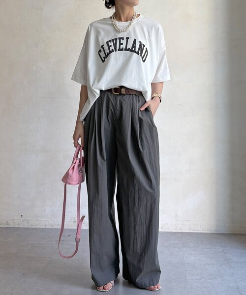 DouDou(ドゥドゥ)の「【WE限定】フロッキーロゴプリントTEE(Tシャツ/カットソー・レディース・オレンジ/チャコールグレー/カーキ/オフホワイト・FREE)」の5枚目の写真