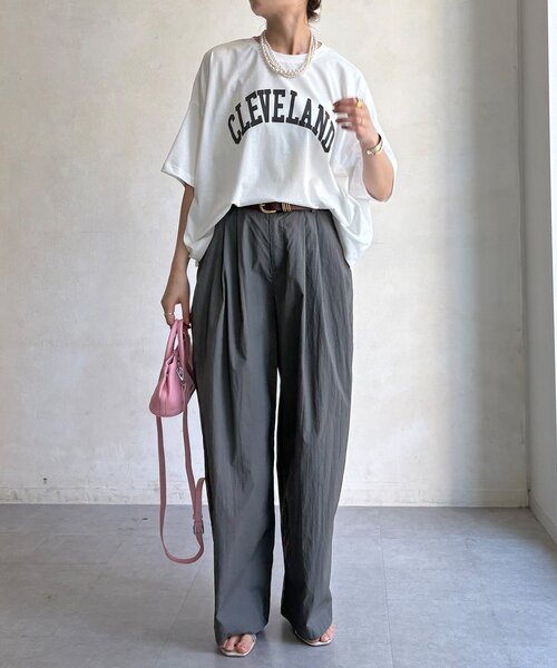 DouDou(ドゥドゥ)の「【WE限定】フロッキーロゴプリントTEE(Tシャツ/カットソー・レディース・オレンジ/チャコールグレー/カーキ/オフホワイト・FREE)」の8枚目の写真