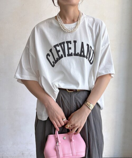 DouDou(ドゥドゥ)の「【WE限定】フロッキーロゴプリントTEE(Tシャツ/カットソー・レディース・オレンジ/チャコールグレー/カーキ/オフホワイト・FREE)」の12枚目の写真
