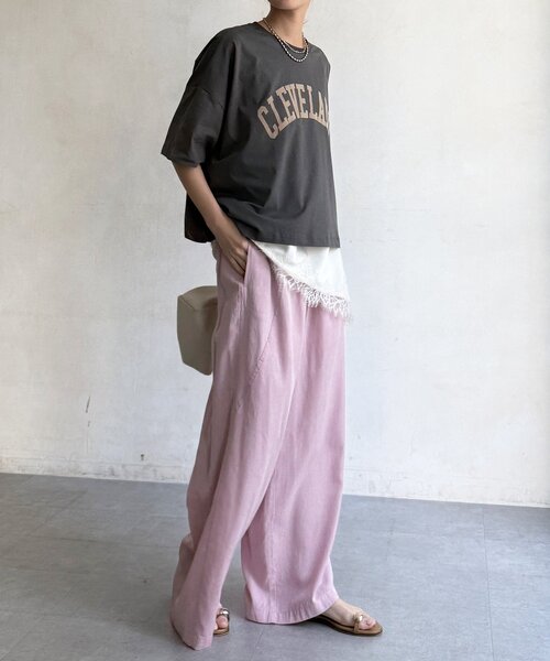 DouDou(ドゥドゥ)の「【WE限定】フロッキーロゴプリントTEE(Tシャツ/カットソー・レディース・オレンジ/チャコールグレー/カーキ/オフホワイト・FREE)」の16枚目の写真