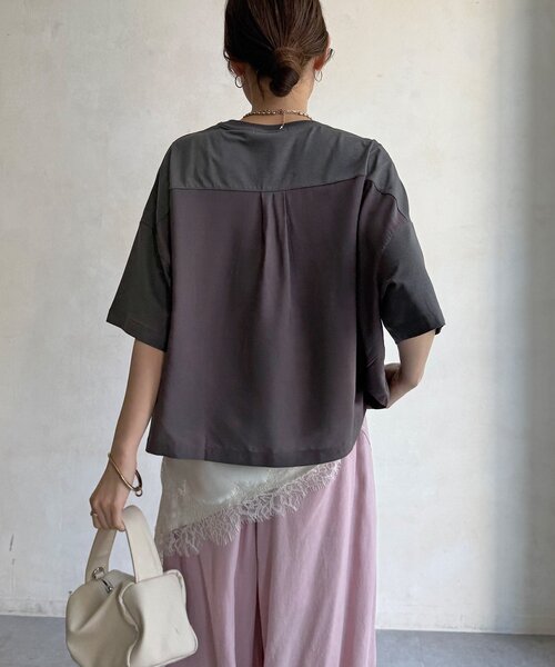 DouDou(ドゥドゥ)の「【WE限定】フロッキーロゴプリントTEE(Tシャツ/カットソー・レディース・オレンジ/チャコールグレー/カーキ/オフホワイト・FREE)」の22枚目の写真