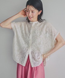 セール】コットンリネン袖ギャザーVネックブラウス（Tシャツ