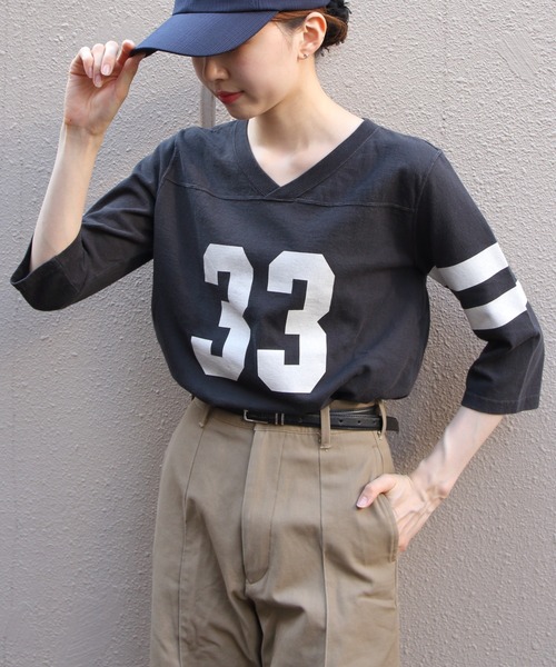 THE SHINZONE（ザ　シンゾーン）の「THE SHINZONE/シンゾーン　フットボールTEE　33 FOOTBALL TEE　26MMSCU20（Tシャツ/カットソー・レディース・ブラック/ホワイト・FREE）」の2枚目の写真