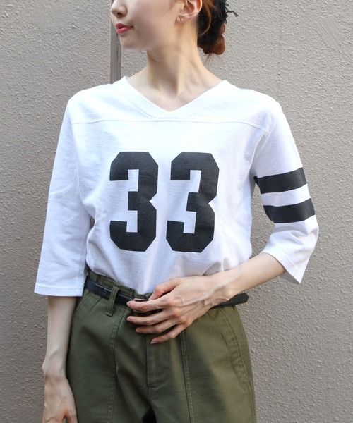 THE SHINZONE（ザ　シンゾーン）の「THE SHINZONE/シンゾーン　フットボールTEE　33 FOOTBALL TEE　26MMSCU20（Tシャツ/カットソー・レディース・ブラック/ホワイト・FREE）」の5枚目の写真