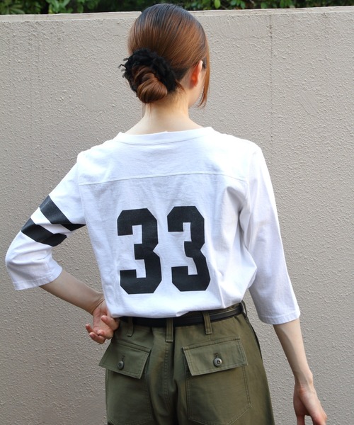 THE SHINZONE（ザ　シンゾーン）の「THE SHINZONE/シンゾーン　フットボールTEE　33 FOOTBALL TEE　26MMSCU20（Tシャツ/カットソー・レディース・ブラック/ホワイト・FREE）」の7枚目の写真