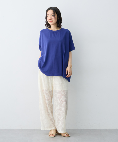 anyfee(エニフィー)の「【anyfee/大きいサイズ】着てサラバックタックフレアTシャツ/チュニック《接触冷感・UVカット》(Tシャツ/カットソー・レディース・オフホワイト/ブラウン/ブラック/ブルー・LL/5L/3L/4L)」の9枚目の写真