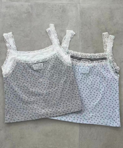 hugi(ハギ)の「FLOWER CAMI SET / フラワーキャミセット(アンサンブル・レディース・グレー/ブルー・FREE)」の3枚目の写真