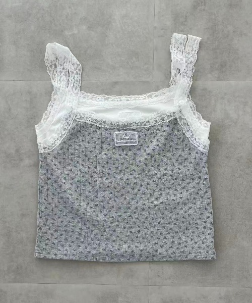 hugi(ハギ)の「FLOWER CAMI SET / フラワーキャミセット(アンサンブル・レディース・グレー/ブルー・FREE)」の12枚目の写真