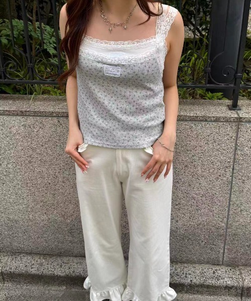 hugi(ハギ)の「FLOWER CAMI SET / フラワーキャミセット(アンサンブル・レディース・グレー/ブルー・FREE)」の9枚目の写真
