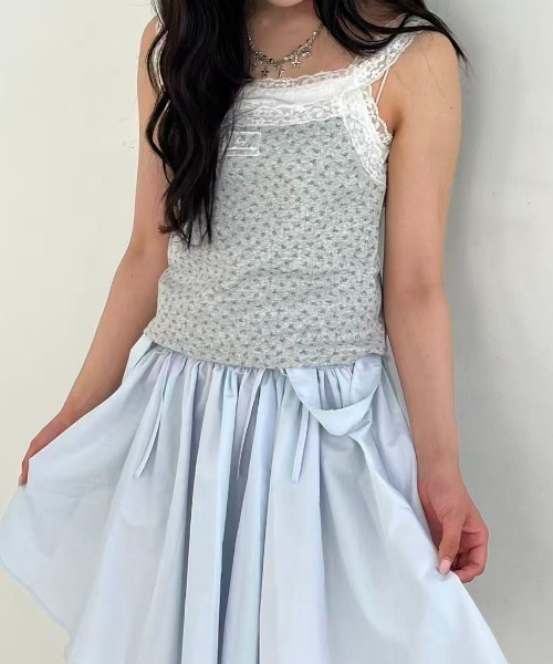 hugi(ハギ)の「FLOWER CAMI SET / フラワーキャミセット(アンサンブル・レディース・グレー/ブルー・FREE)」の10枚目の写真